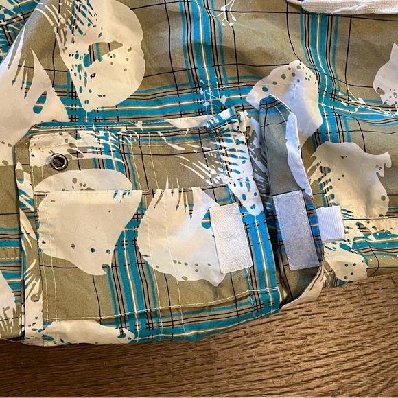 VTG Tropical Hawaiian Swim Trunks Men's M Floral Hibiscus Plaid Mesh Lined Y2K - Picture 3 of 13